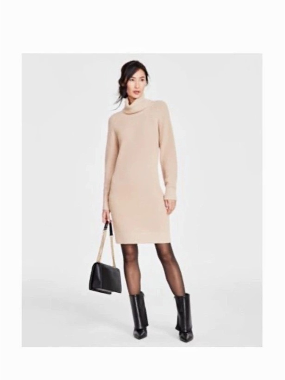 INC - Macy’s Beige Turtle NeckSweater Dress Women's Beige  size Medium
